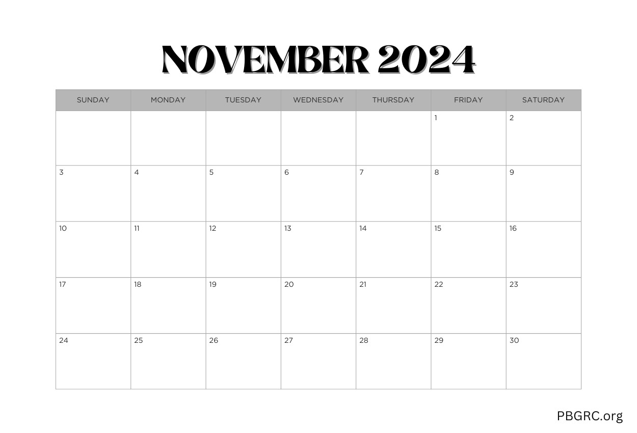 Free November 2024 Calendar Printable Templates - PDF Word Excel