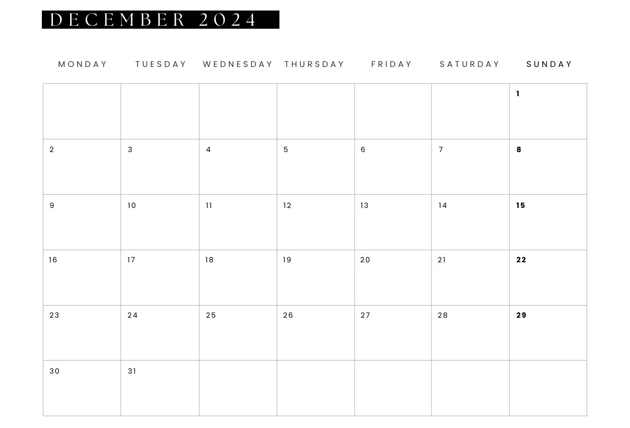 15+ Free December 2024 Calendar Editable Template - Printable PDF, Word ...