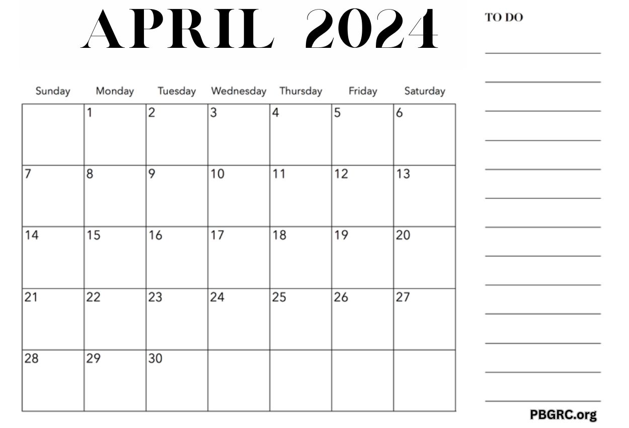 Fillable 2024 April Calendar Printable free