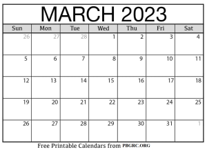 Free Calendar for March 2023 in PDF, Word, Excel To Print