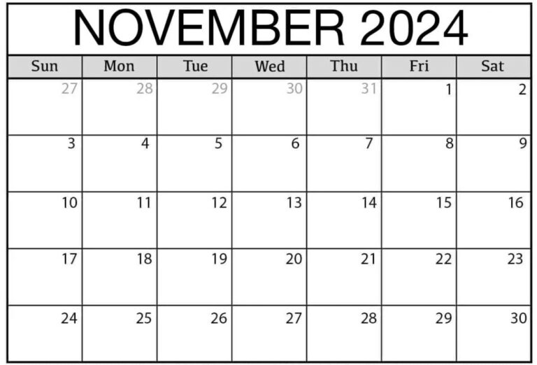 Free November 2024 Calendar Printable Templates - PDF Word Excel