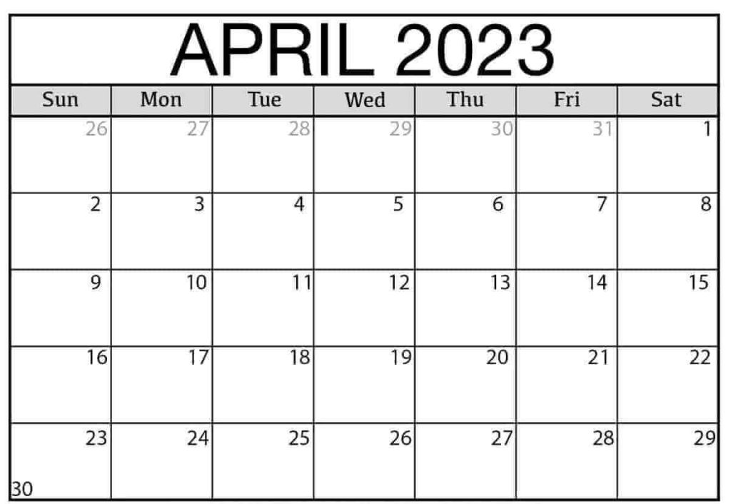 April 2023 Calendar Holidays With Dates