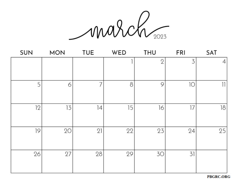 Free Calendar for March 2023 in PDF, Word, Excel To Print