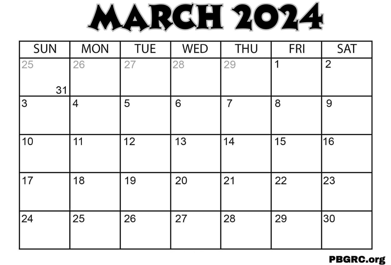 Free Calendar for March 2024 in PDF, Word, Excel To Print