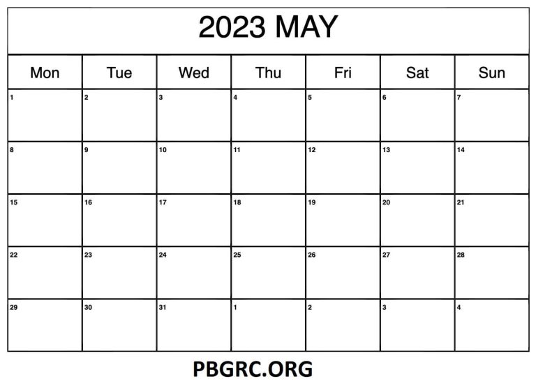 Blank May 2023 Calendar Fillable Templates