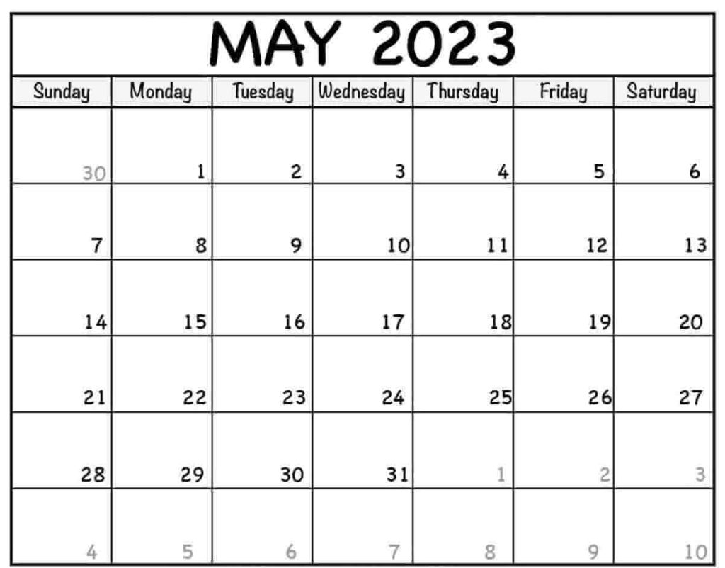 Editable May 2023 Calendar Printable Templates