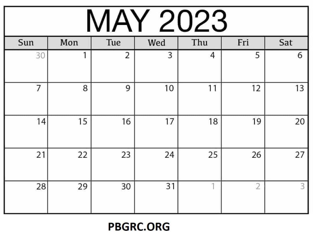 Blank May 2023 Calendar Fillable Templates