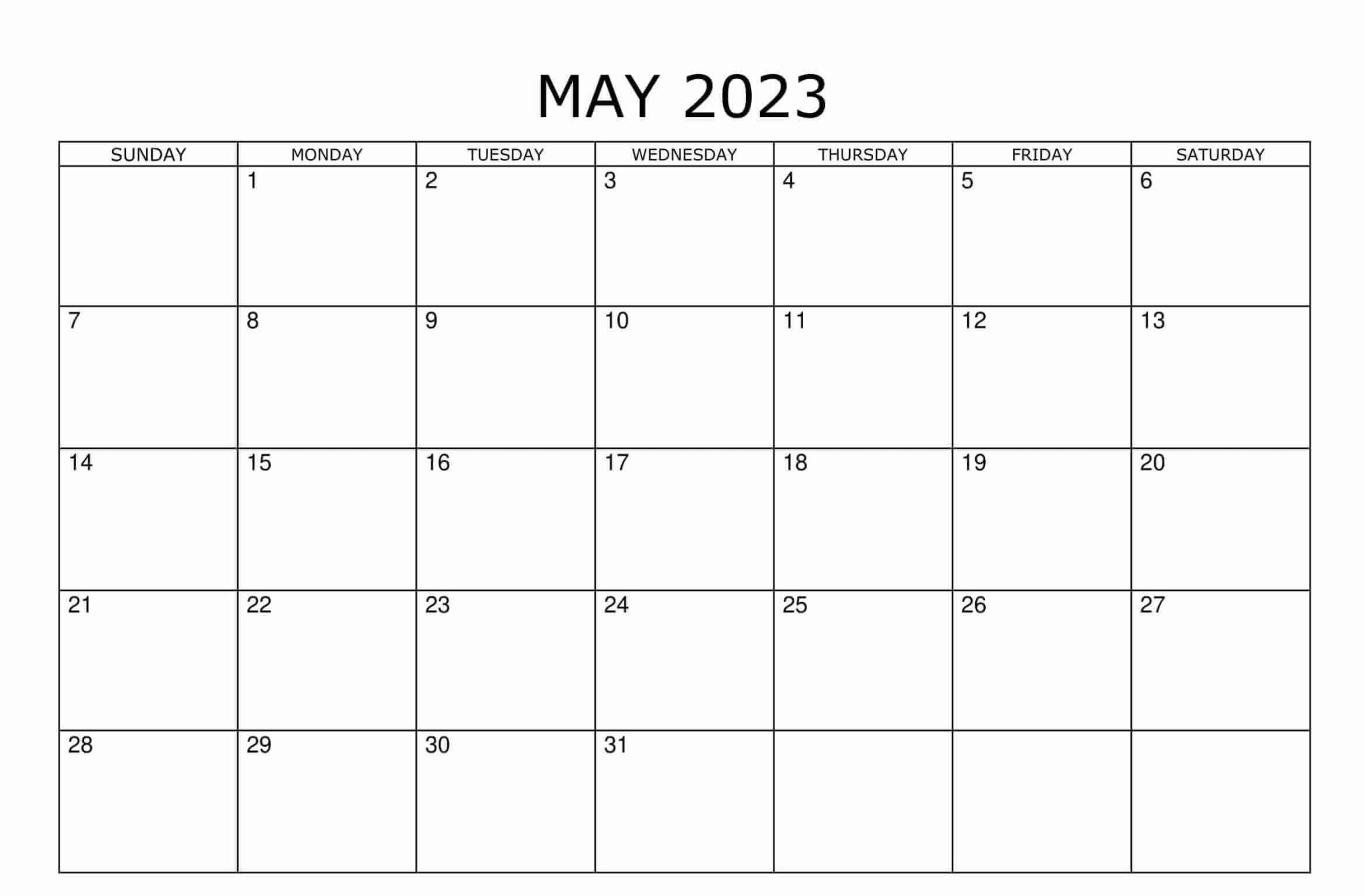 Editable May 2023 Calendar Printable Templates