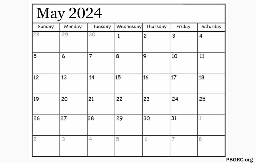 Editable May 2024 Calendar Printable Templates