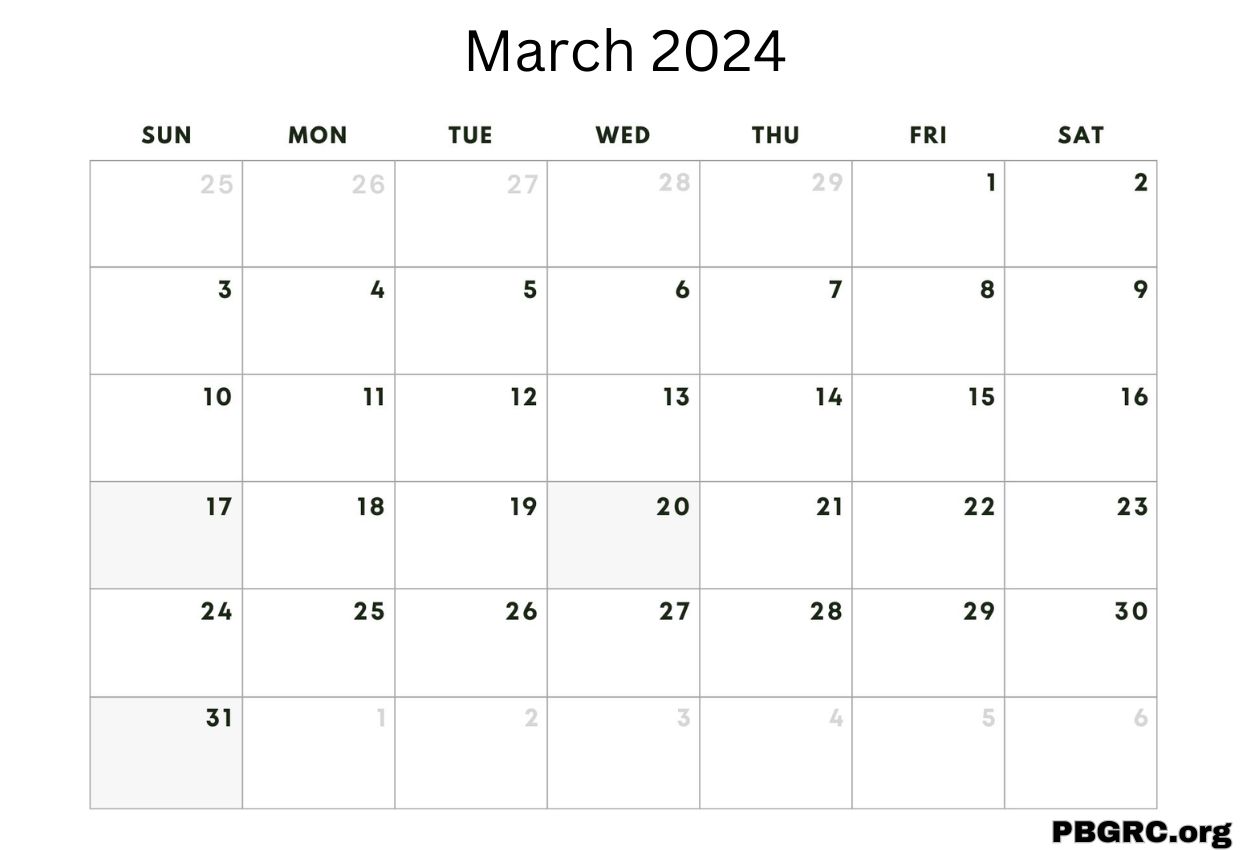 Free Calendar for March 2024 in PDF, Word, Excel To Print