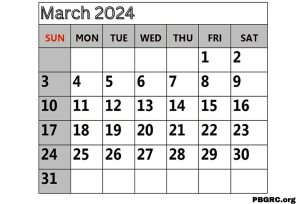 Free Calendar for March 2024 in PDF, Word, Excel To Print