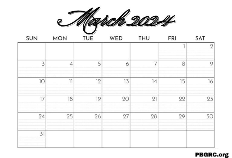 Free Calendar for March 2024 in PDF, Word, Excel To Print