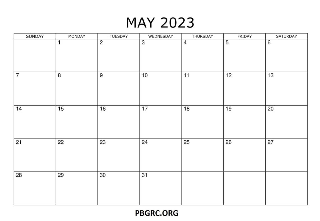 Blank May 2023 Calendar Fillable Templates