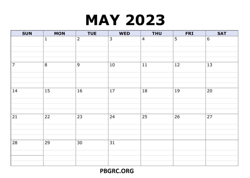 Blank May 2023 Calendar Fillable Templates