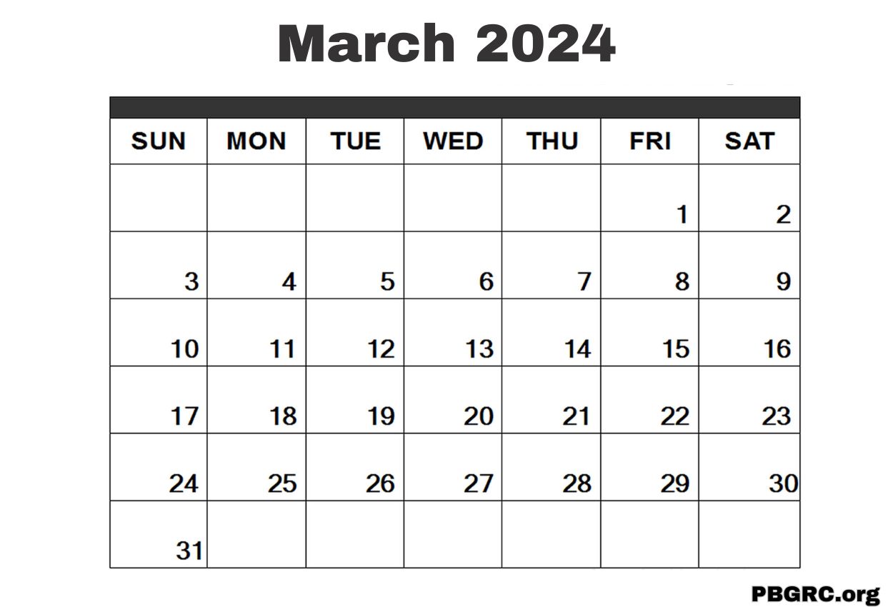 Free Calendar for March 2024 in PDF, Word, Excel To Print