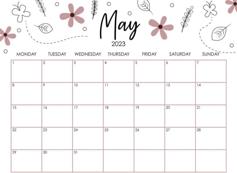 Cute May 2023 Calendar Pink Designs Floral Wall Calendar