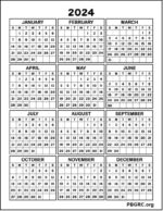 Free Printable 12 Month Calendar on one page 2024