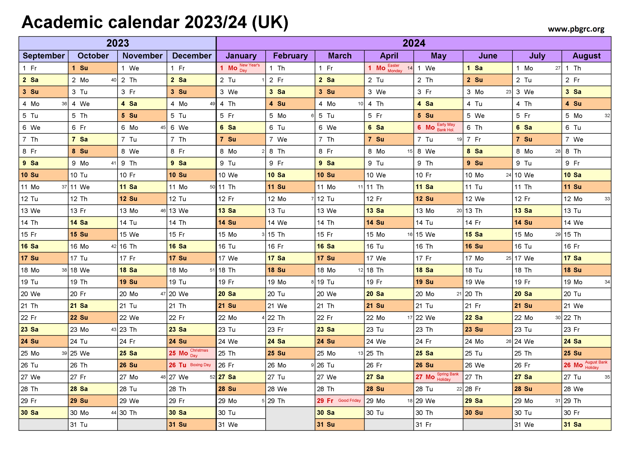 Free Printable Academic Calendar 2023 to 2024 Templates