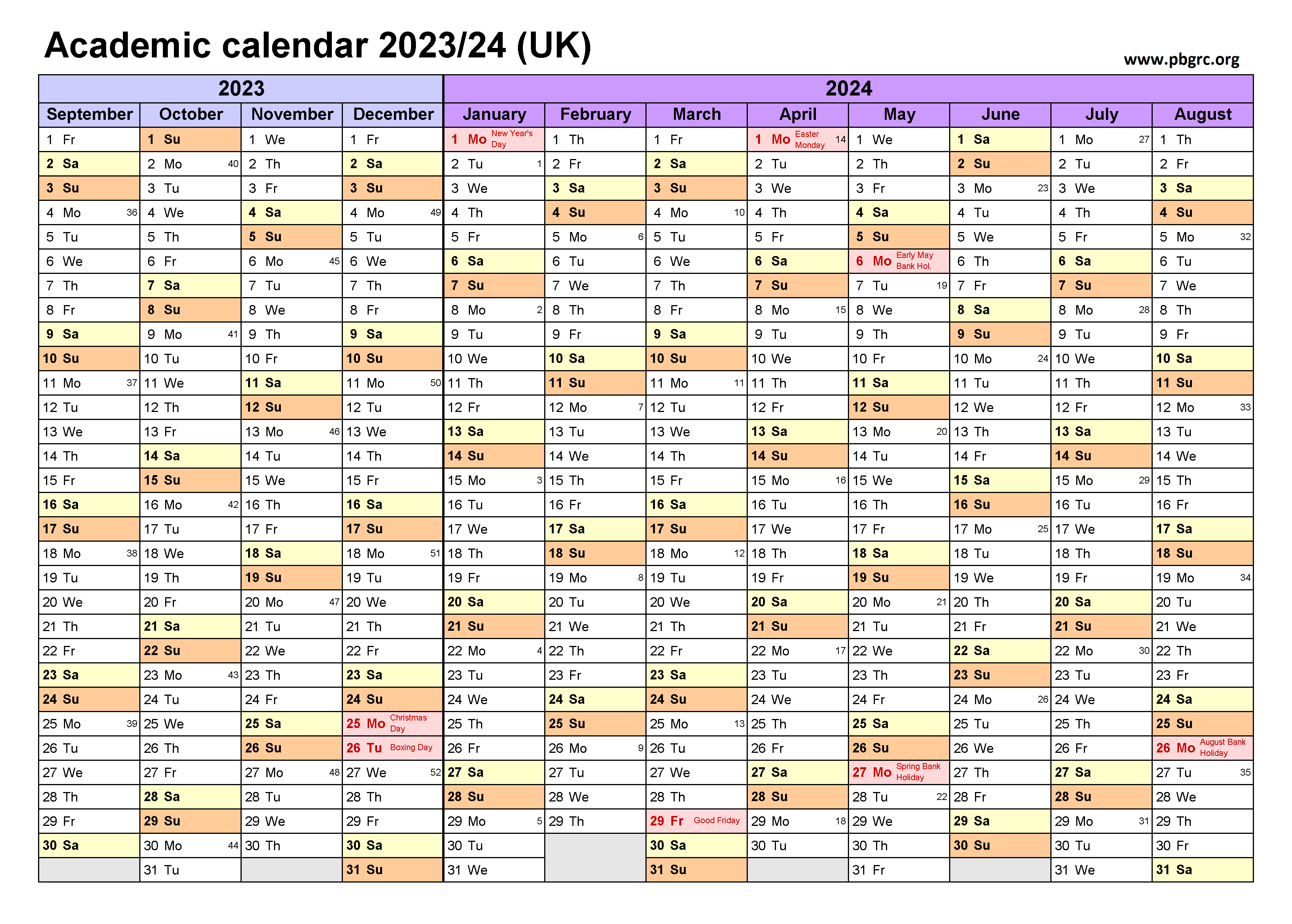 Word Academic Calendar Template 2023 23