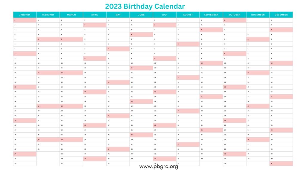 Top 20+ FREE! Birthday Calendar Printable PDF Templates 2024