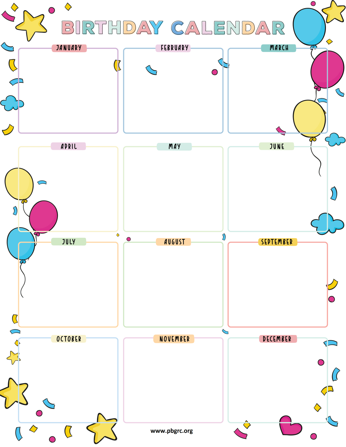 Top 20+ FREE! Birthday Calendar Printable PDF Templates 2024