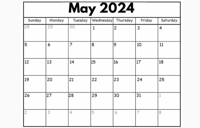 Blank May 2024 Calendar Fillable Templates To Make Notes