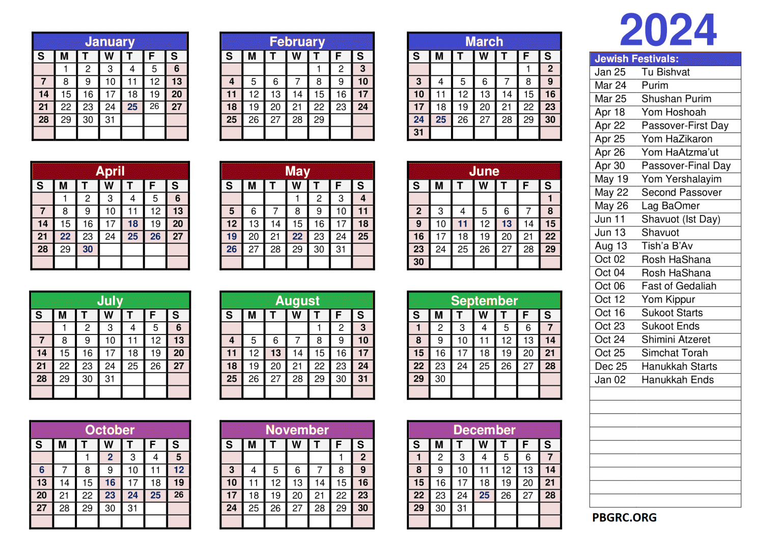 22+ FREE! Jewish Calendar 2023/2024 Printable PDF Templates