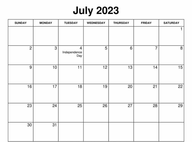 Blank July 2023 Calendar Templates with Notes: Plan Your Month Now