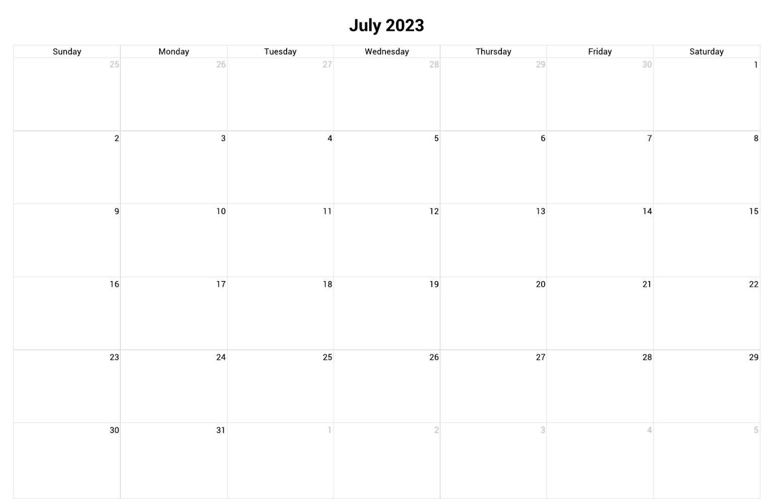 Get a Printable July 2023 Calendar with Holidays and Important Dates