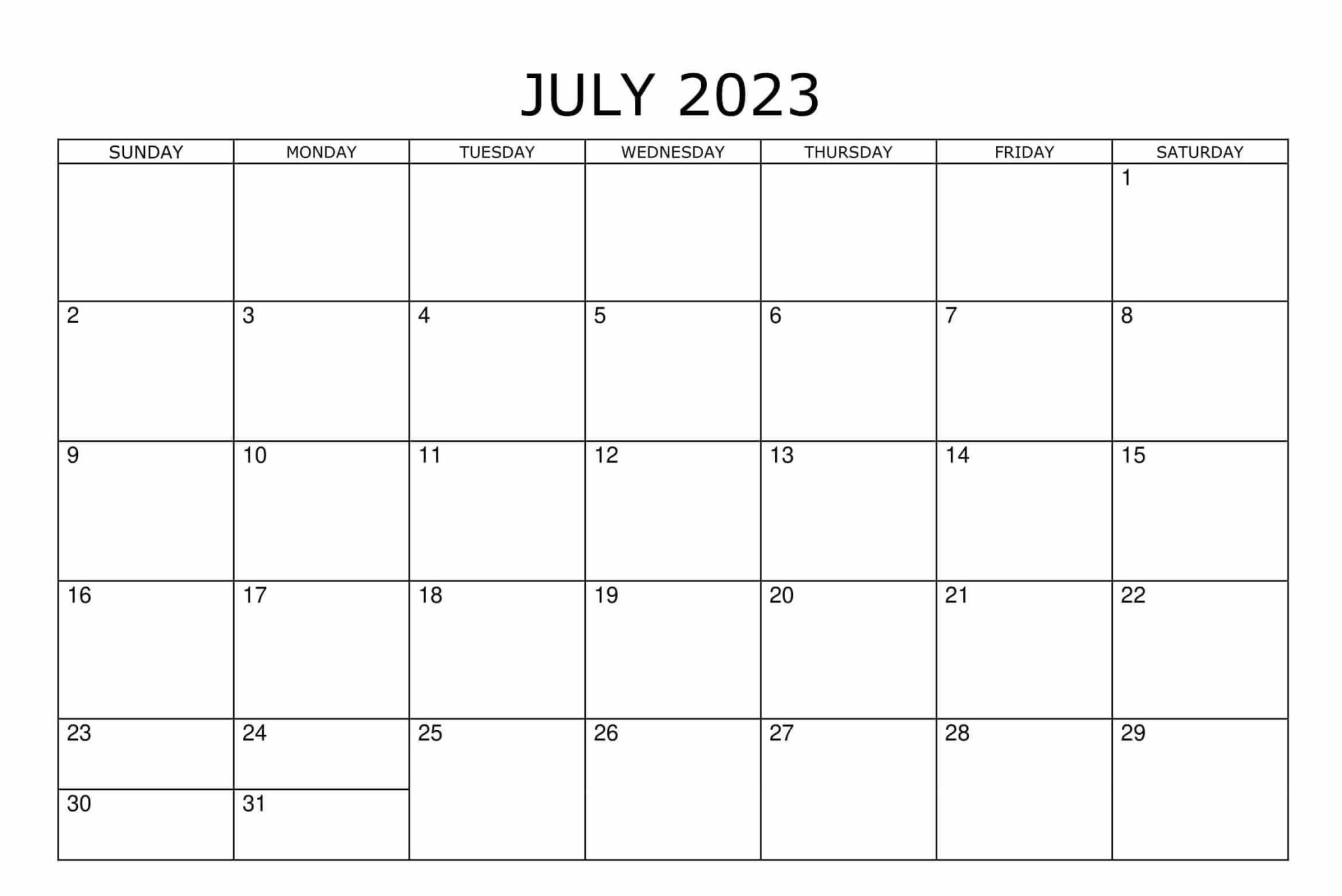Editable July 2023 Calendar Printable Templates