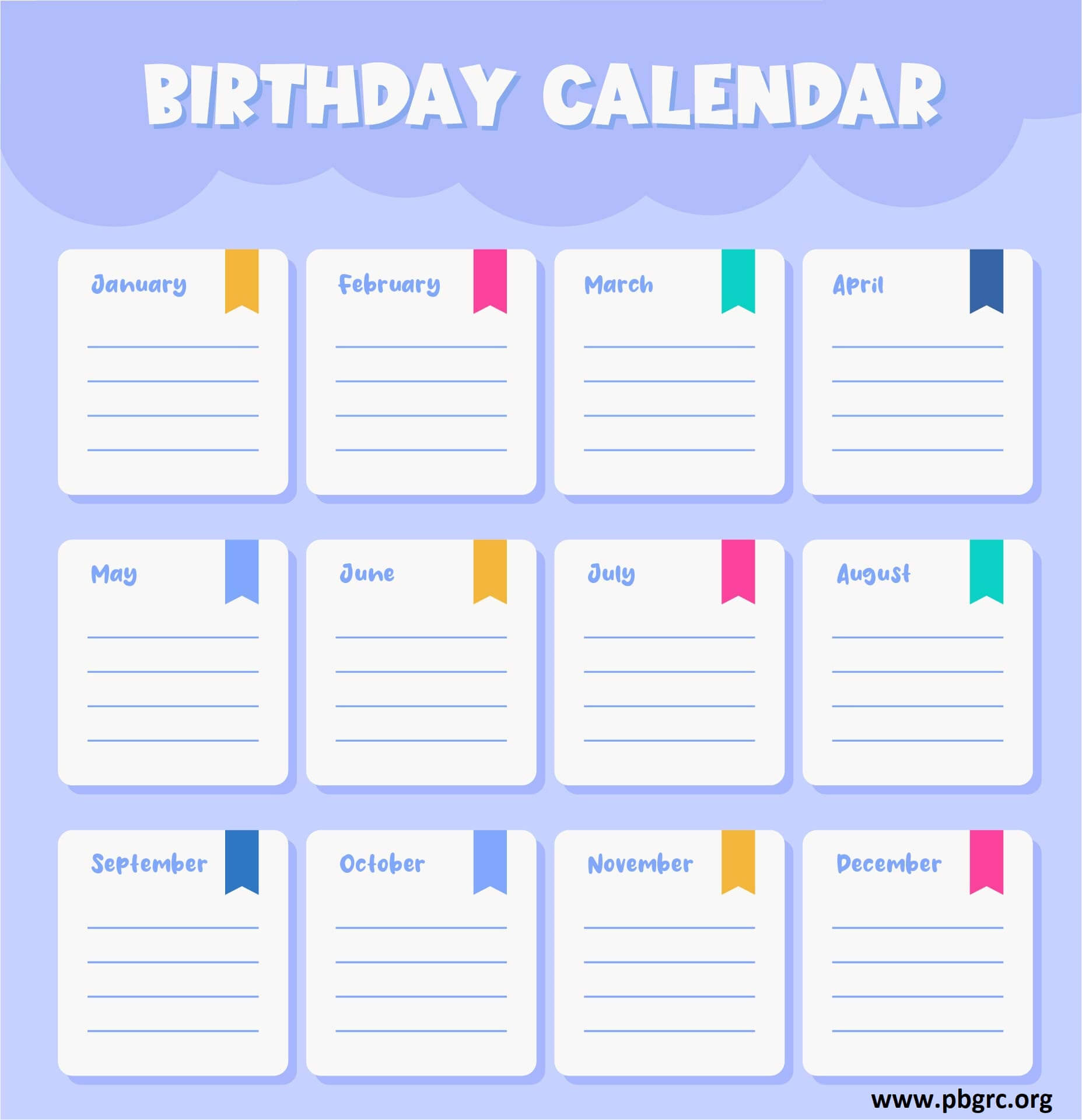 Top 20 FREE Birthday Calendar Printable PDF Templates 2024