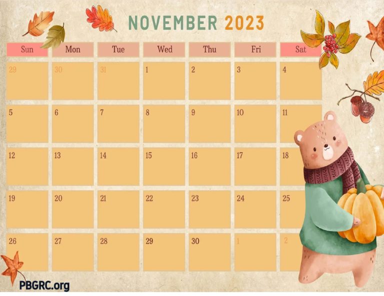 Cute November 2023 Calendar Floral Wallpaper Free Designs