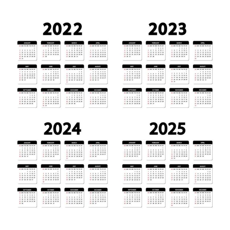 Free Printable Three-year Calendars Templates 2023 2024 2025