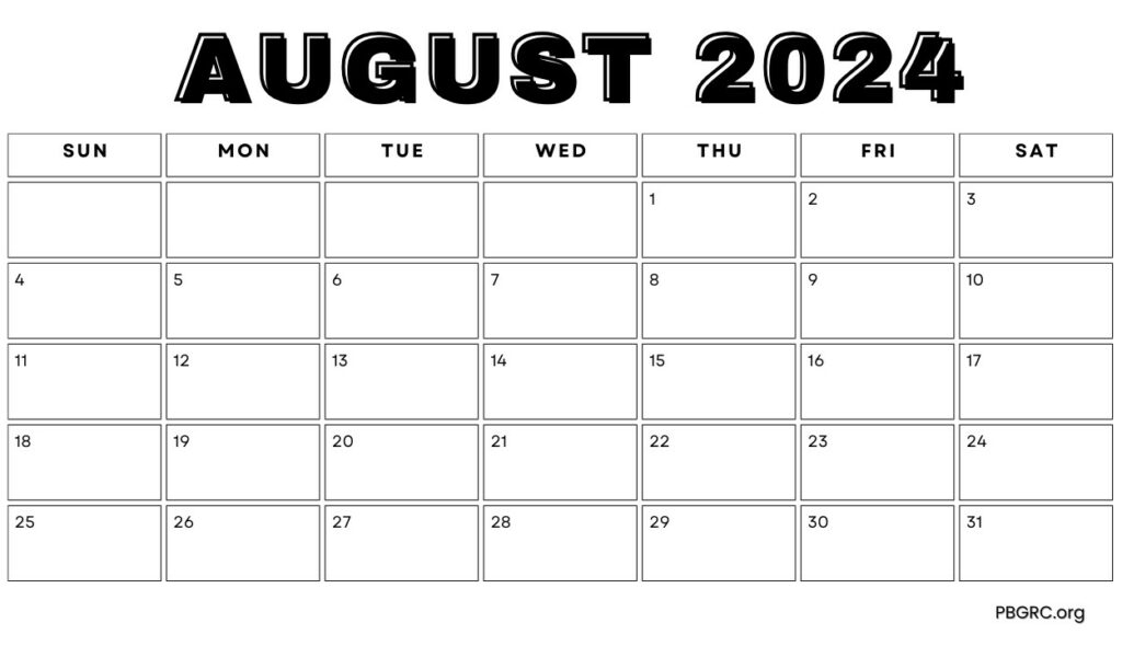 Editable August 2024 Calendar With Notes - Download Free