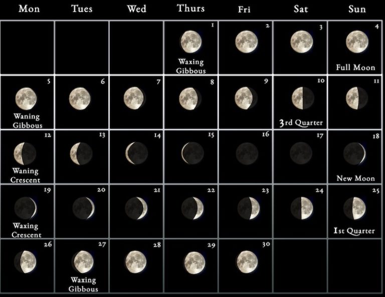 August Calendar 2023 Moon Phases with Dates