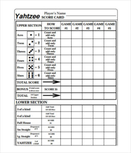 FREE Yahtzee Score Card Printable PDF Sheets Templates 2024