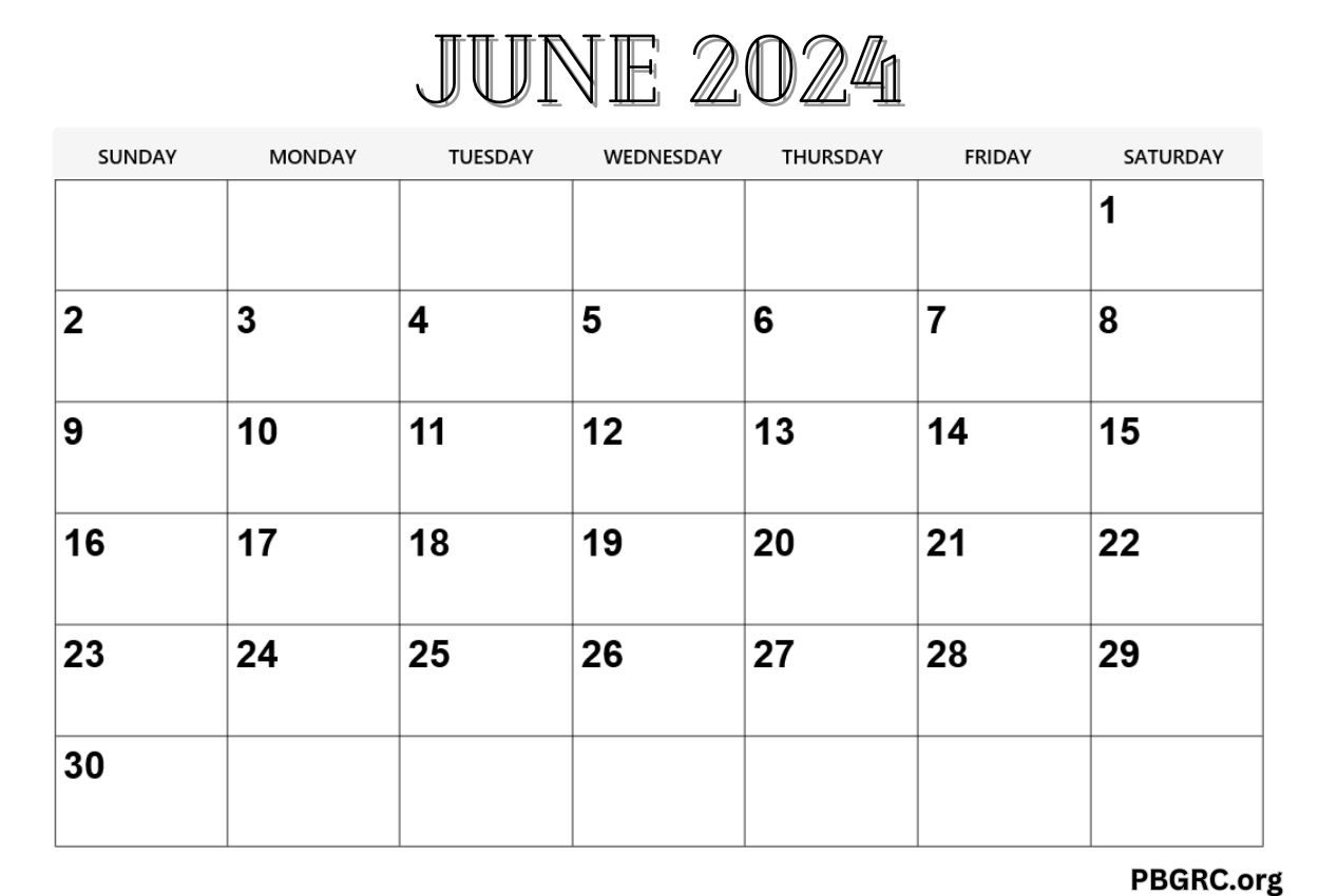 Free June 2024 Calendar Printable Templates For Download