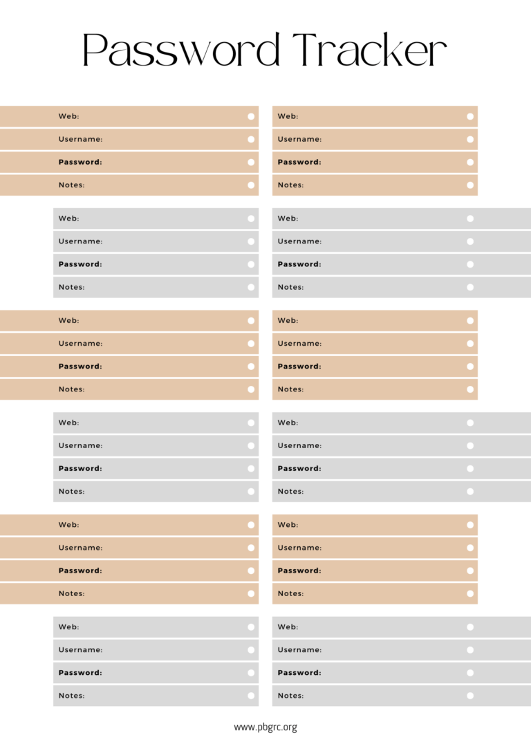 22+ [FREE] 2023 Printable Password Log / Tracker Templates