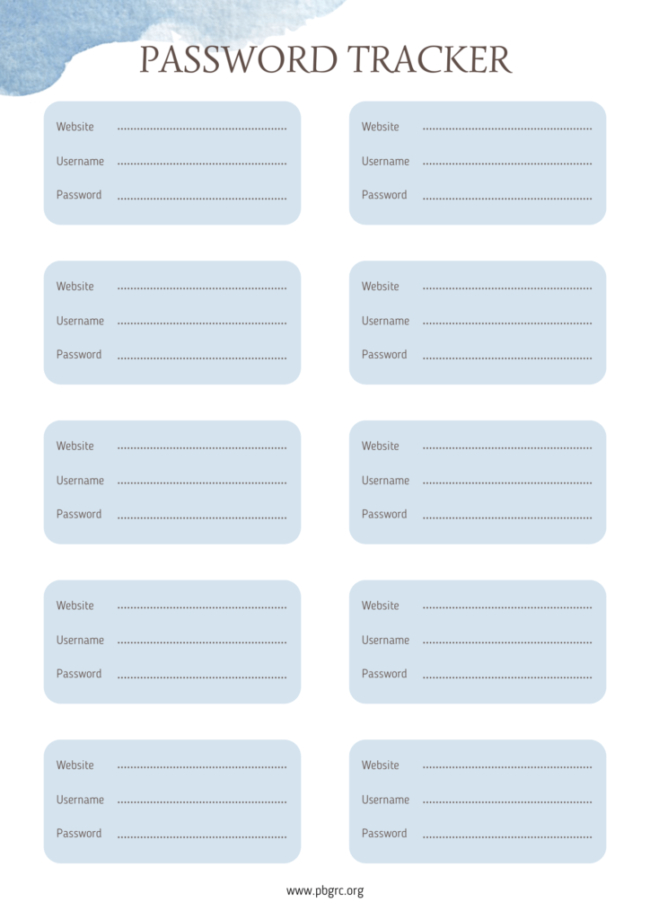 22+ [FREE] 2023 Printable Password Log / Tracker Templates