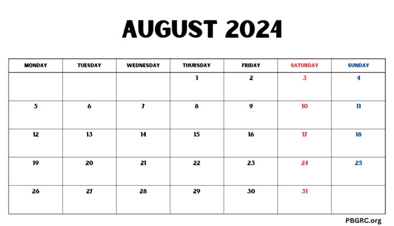 Editable August 2024 Calendar With Notes - Download Free