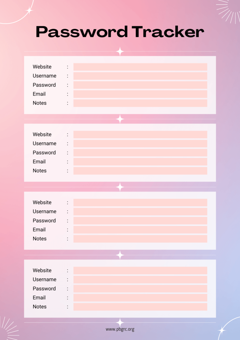 22+ [FREE] 2023 Printable Password Log / Tracker Templates