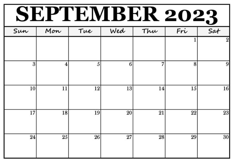 Free Download11+ Blank September 2023 Calendar with Notes