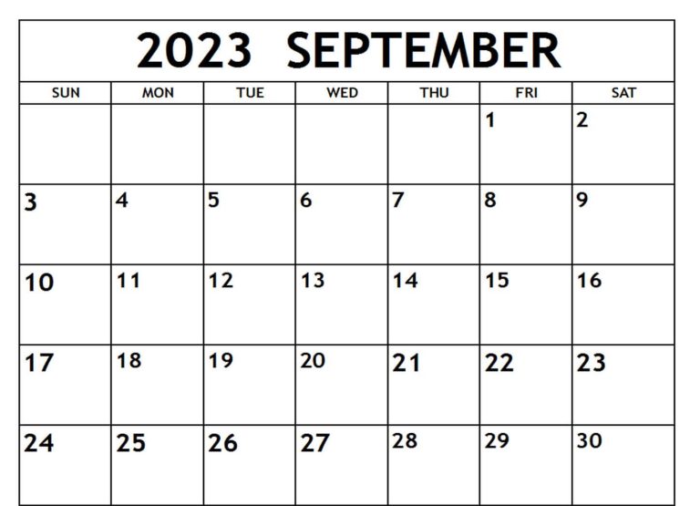 Editable September 2023 Calendar With Notes Large Space