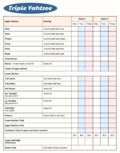 FREE Yahtzee Score Card Printable PDF Sheets Templates 2024