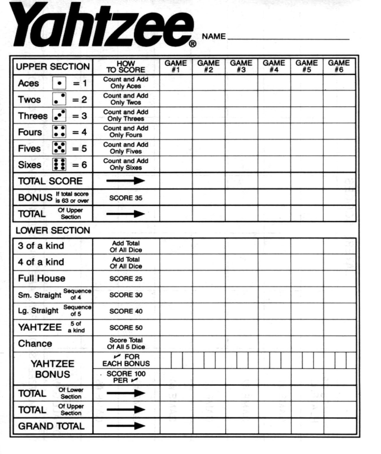FREE Yahtzee Score Card Printable PDF Sheets Templates 2024