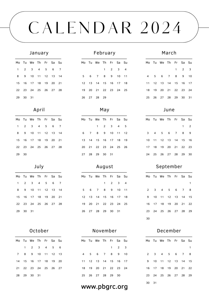 20+ [Unique] Printable Calendar 2024 One Page Free Templates