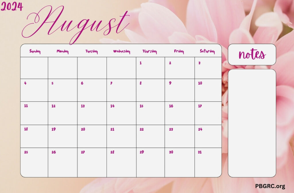 15+ Cute August 2024 Floral Calendar Wallpapers