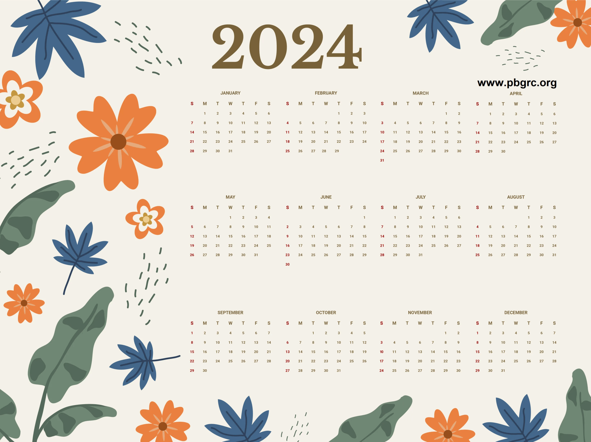 17+ Cute 2024 Floral Calendar Printable Templates