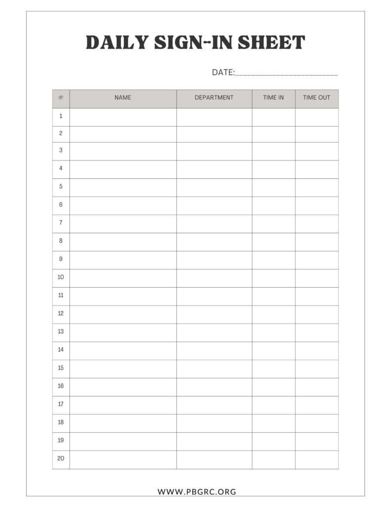 Free Printable Sign-up and Sign-in Sheet 2024 Templates