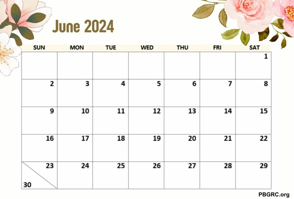 Cute June 2024 Calendar Floral Designs Wallpapers